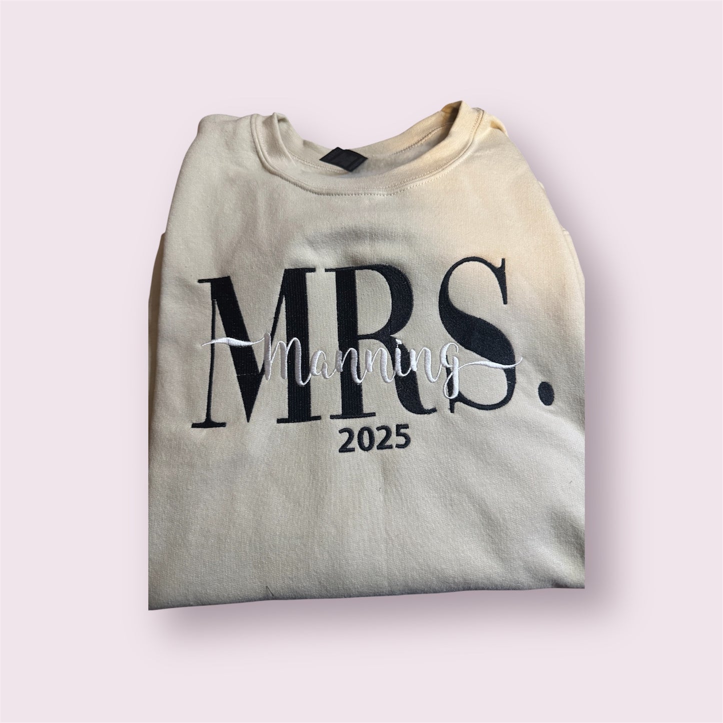 CUSTOM Mrs. Last Name Embroidered Crew