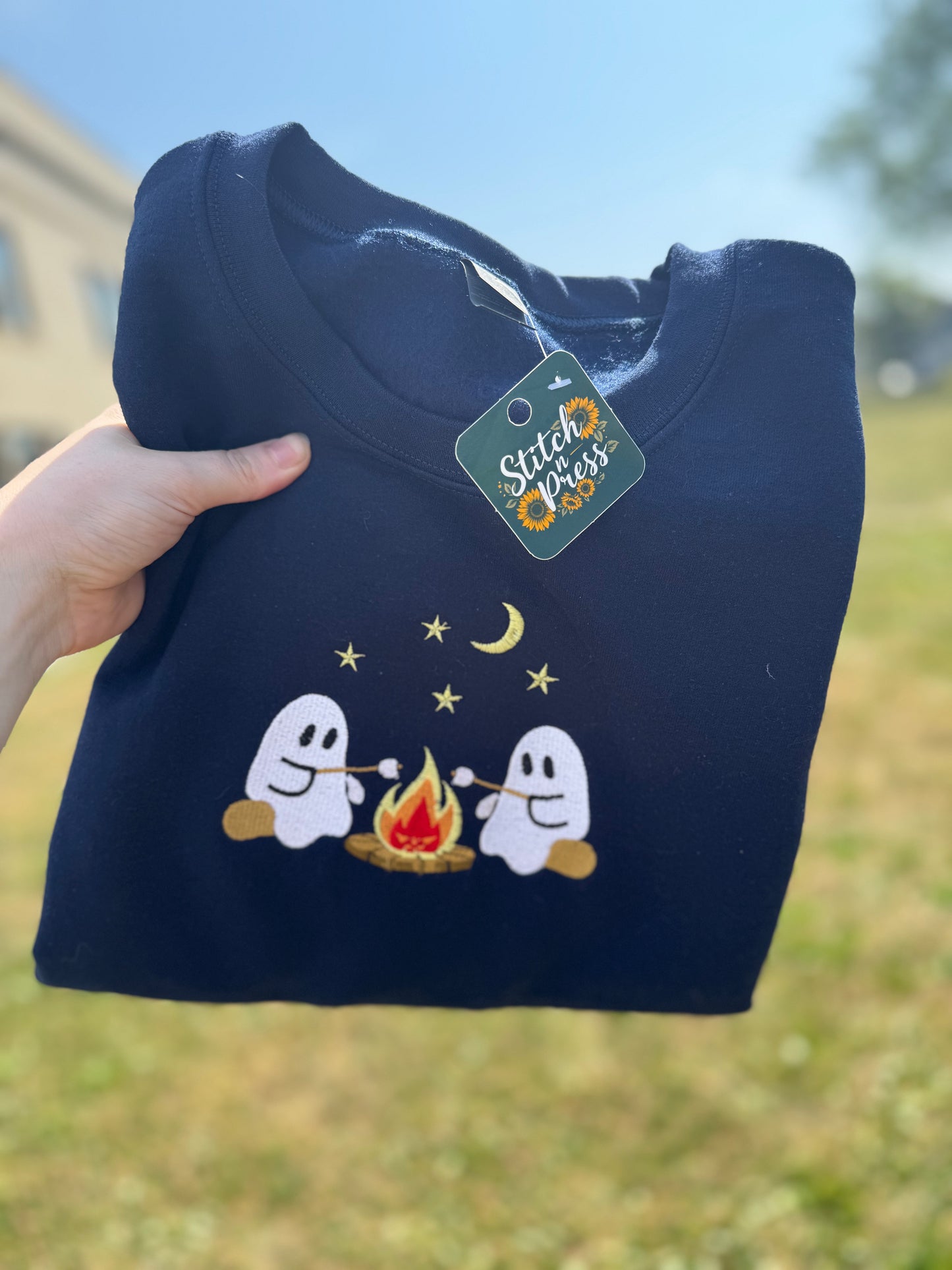 Camping Ghosts Embroidered Sweatshirt