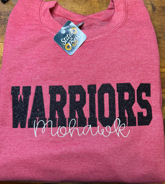 Embroidered Mohawk Warriors Crewneck Sweatshirt