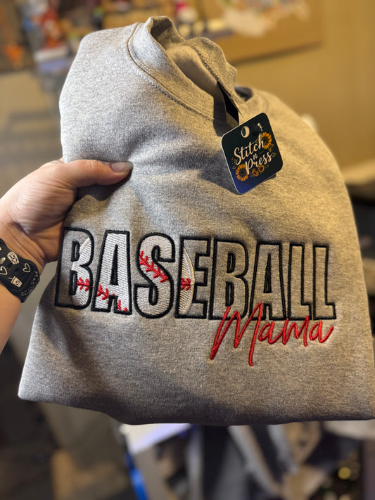 Embroidered Baseball Mama Sweatshirt