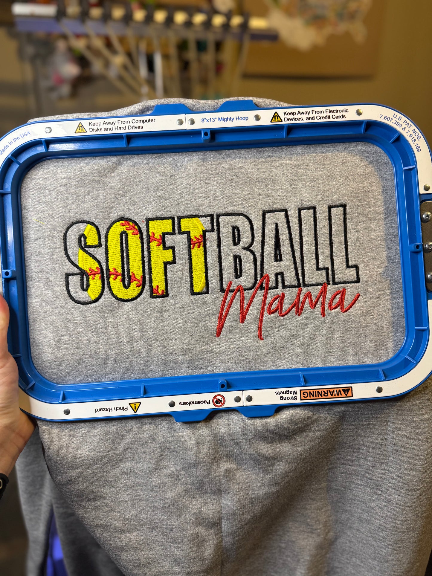 Embroidered Softball Mama Sweatshirt