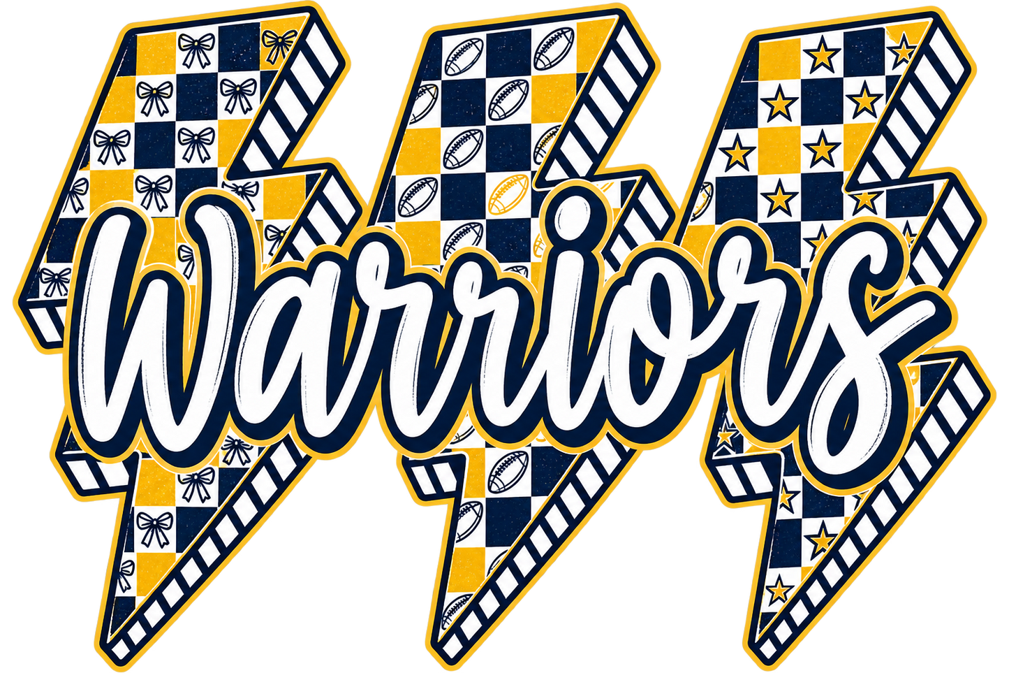Lightning bolt navy Warriors- YOUTH SIZES