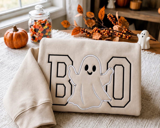 Embroidered BOO ghost sweatshirt