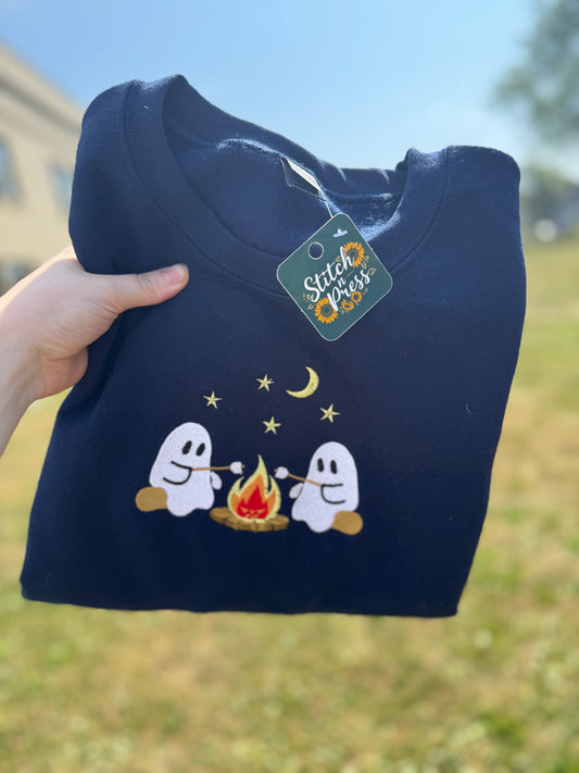 Camping Ghosts Embroidered Sweatshirt