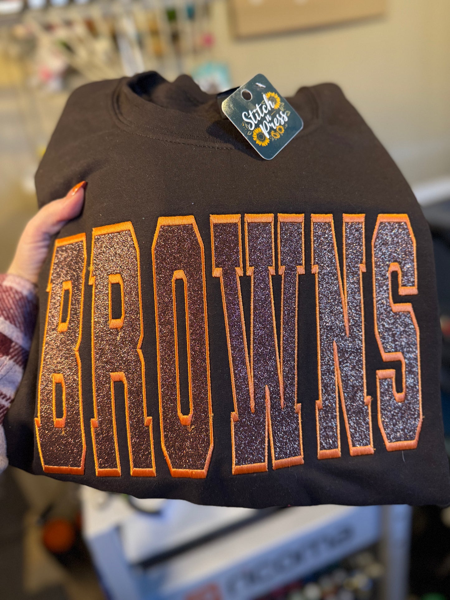 Embroidered Browns Glitter Sweatshirt
