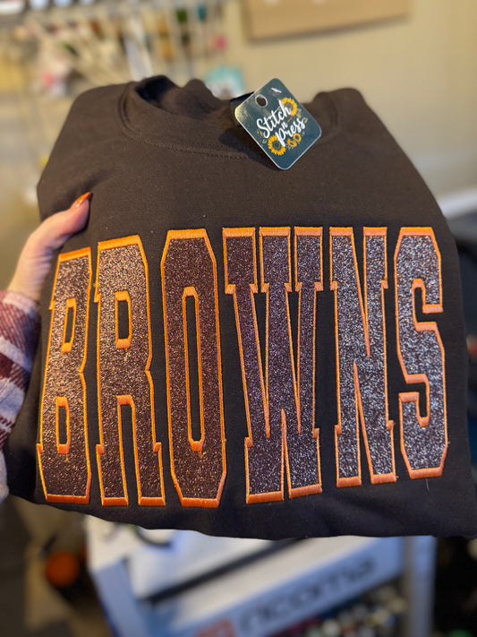 Embroidered Browns Glitter Sweatshirt
